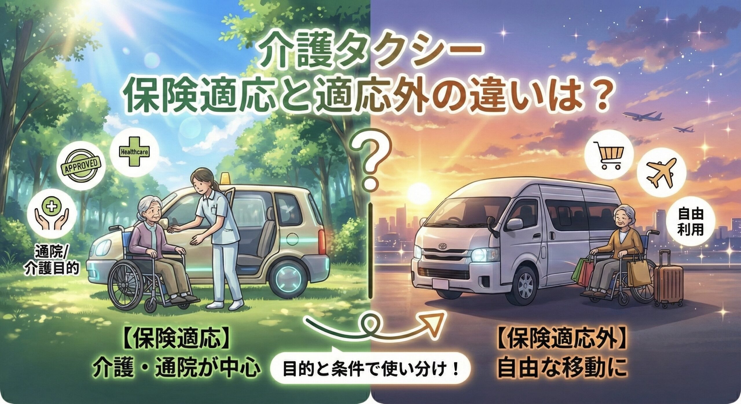 介護タクシー保険適応と適応外の違いは？
