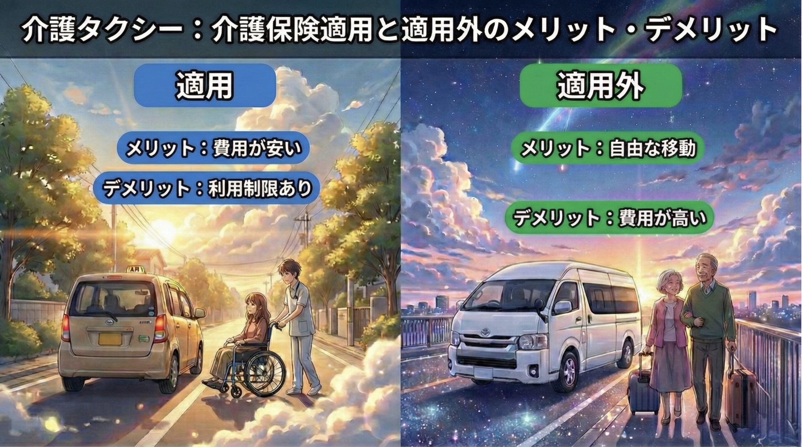 介護・福祉タクシー。保険適応と適応外のメリットデメリット