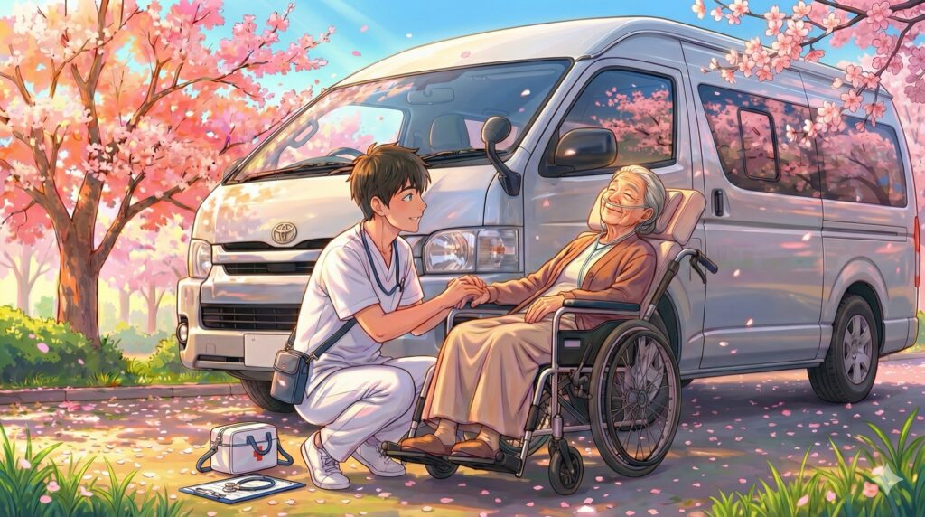 呼吸器・吸引・酸素などの医療的ケアにも対応。 体調変化を見逃さない観察力と経験で、無理だと思っていた外出を叶えます。